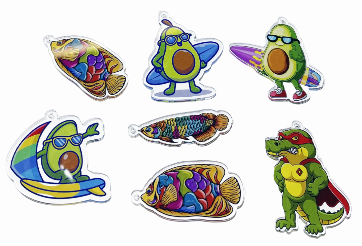 custom acrylic charms with mirrored image on the back