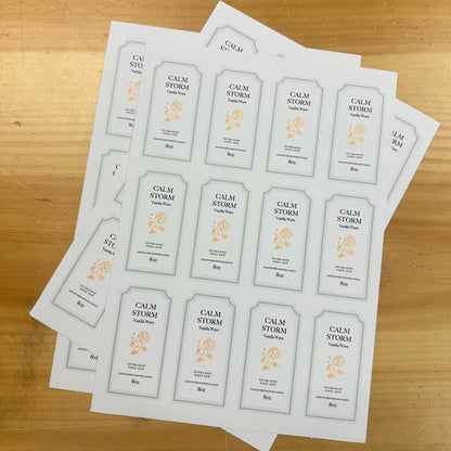 custom cut textured candle labels